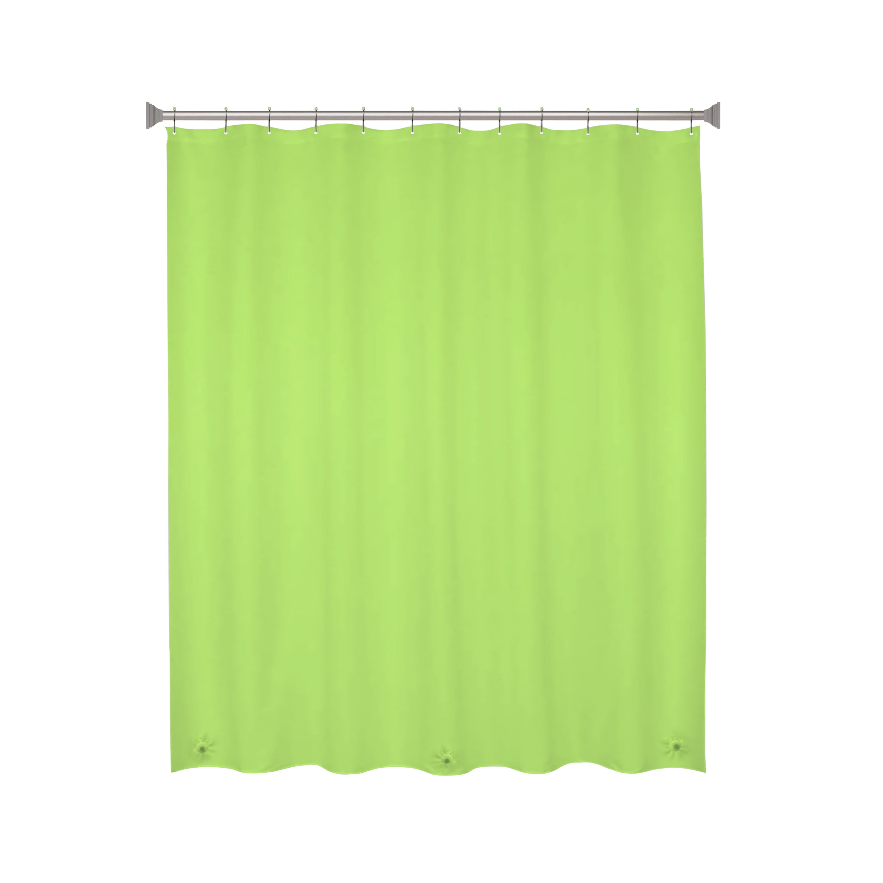 Kenney Medium Weight PEVA Shower Curtain Liner and Beaded Roller Ring Set, 70" W x 72" H, Green