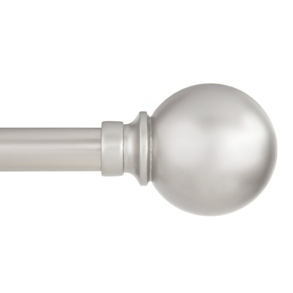 Kenney Mercer Brushed Nickel Standard Decorative Curtain Rod 66-120 Inch