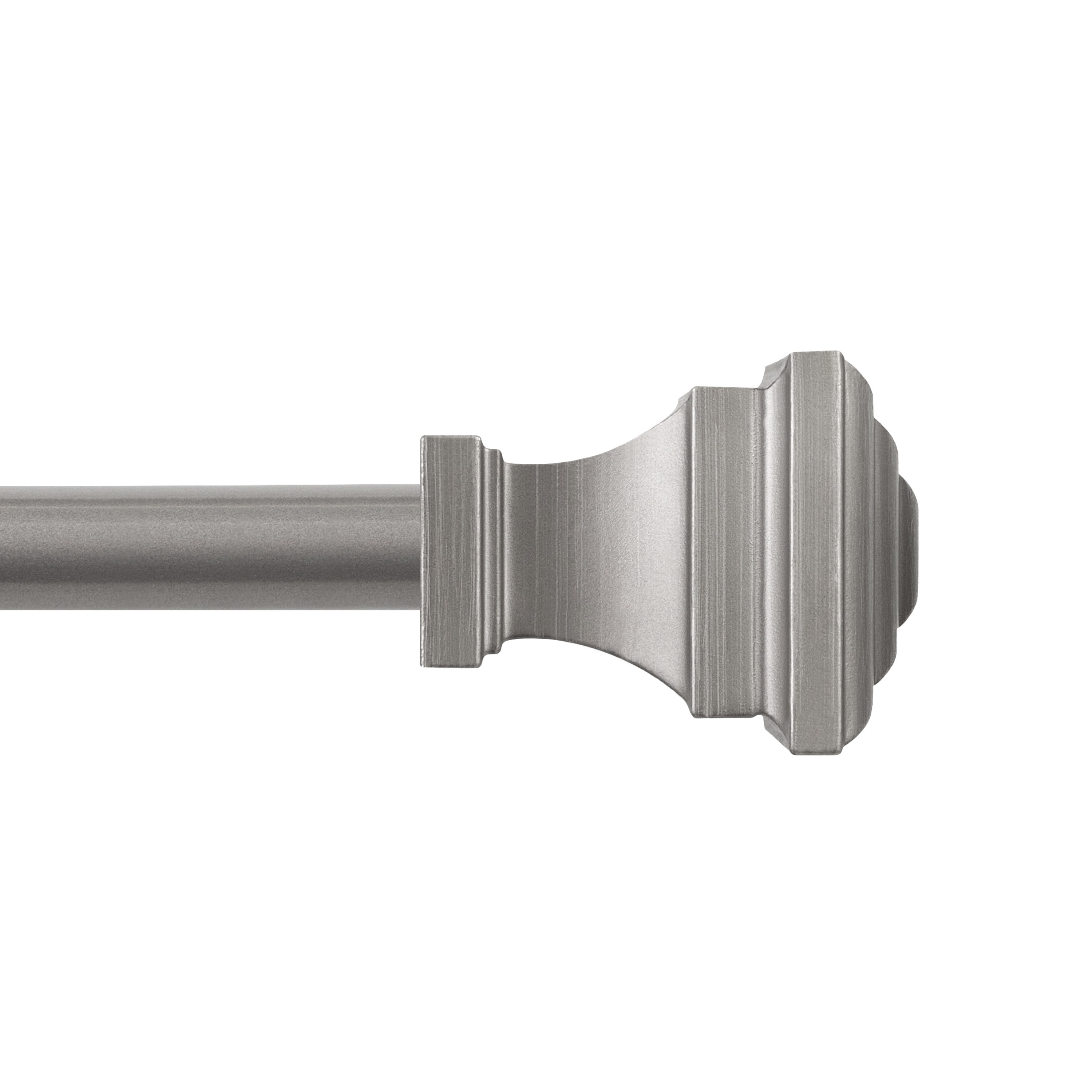 Kenney Milton 5/8" Fast Fit, Easy Install Decorative Window Curtain Rod, 66-120", Pewter