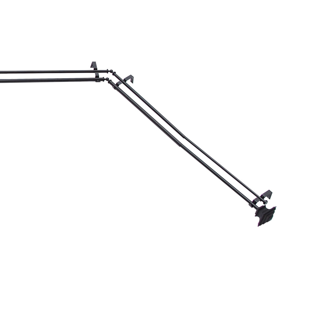 Kenney Mission Decorative Steel Bay Window Double Curtain Rod, 78-144" Adjustable Length, 3/4" Dia., Black