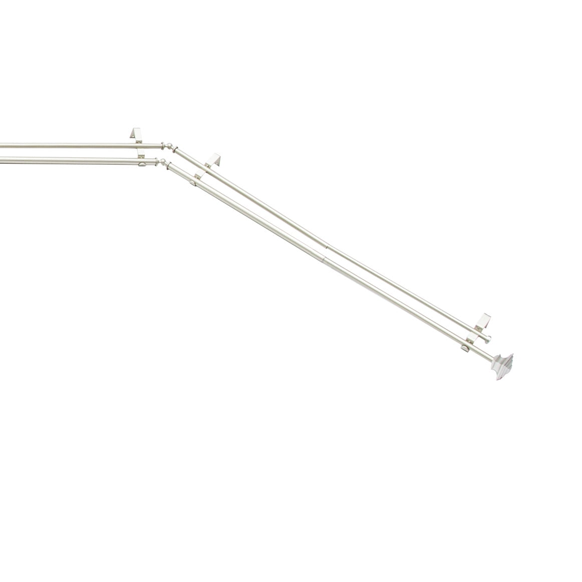 Kenney Mission Decorative Steel Bay Window Double Curtain Rod, 78-144" Adjustable Length, 3/4" Dia., Brushed Nickel