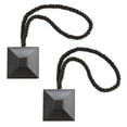thumbnail image 1 of Kenney Modern Square End Decorative Magnetic Rope Tieback Set for Curtains and Drapes, Black, Set of 2, 1 of 4