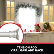 Kenney Nicholas 5/8" Twist & Fit No Tools Adjustable Tension Rod Window Curtain Rod, 28-48", Brushed Nickel