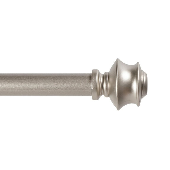 Kenney Phoenix Standard Steel Decorative Window Curtain Rod, 48-86" Adjustable Length, 5/8" Dia., Brushed Nickel