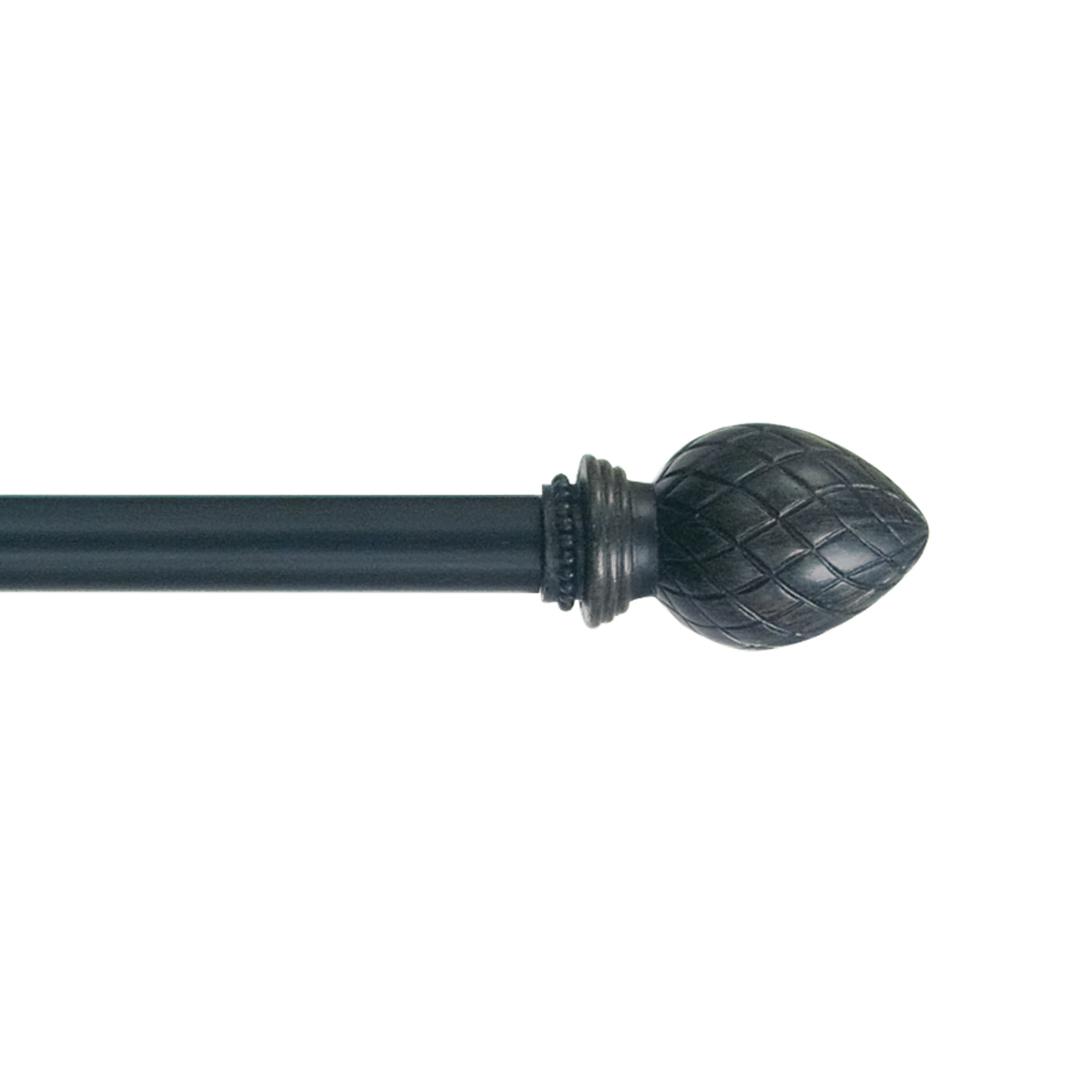 Kenney Pineapple 28-48" Petite Café Adjustable Curtain Rod, 1/2" Dia., Slate Grey