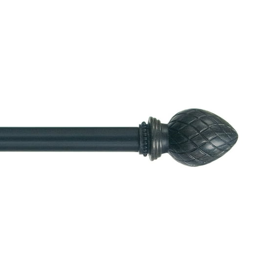 Kenney Pineapple Petite Café Adjustable Curtain Rod, 48-86 inch, Slate Grey