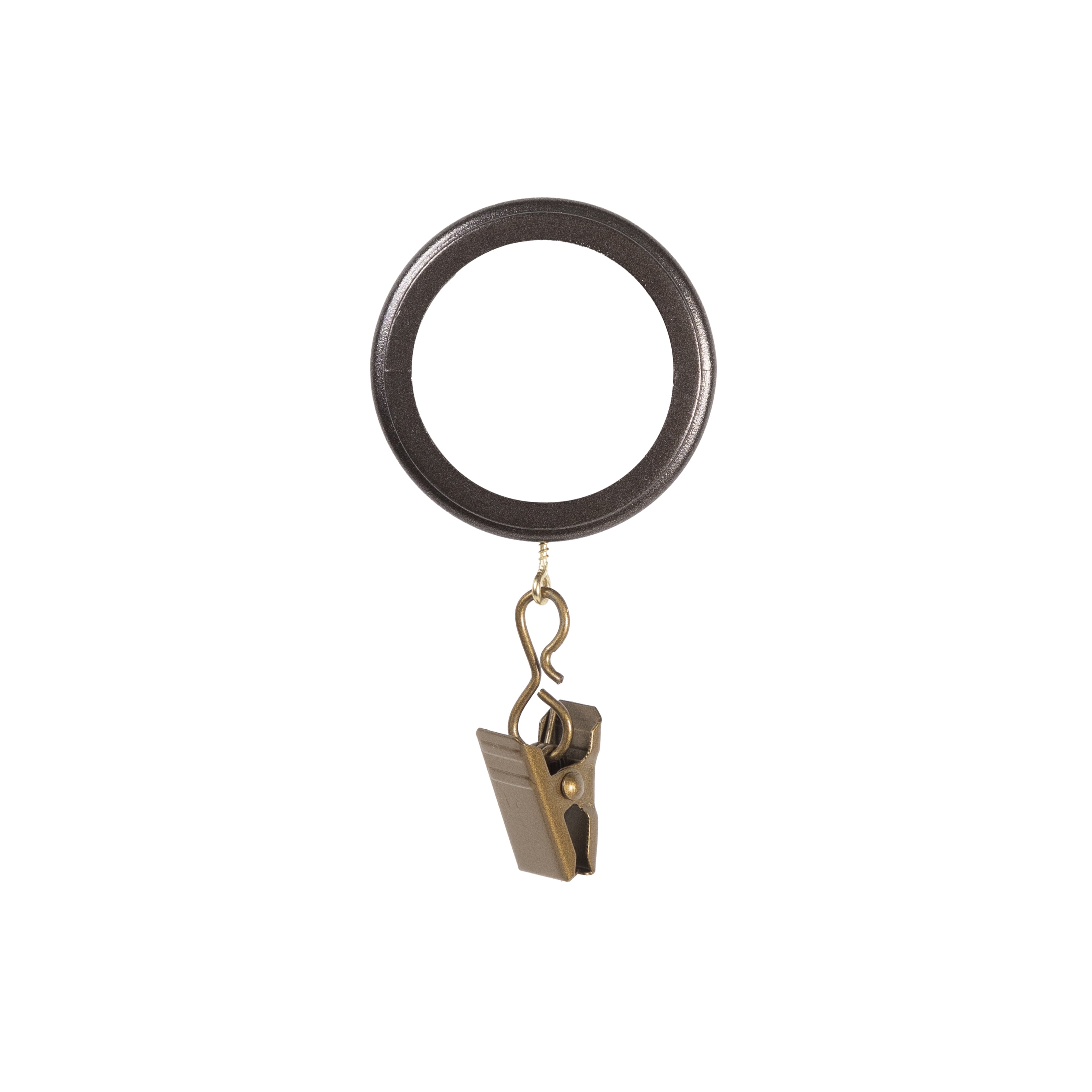 Kenney Ribbed Clip Rings for 1-1/4" Diameter Curtain Rods, Bronze, 7-Pack