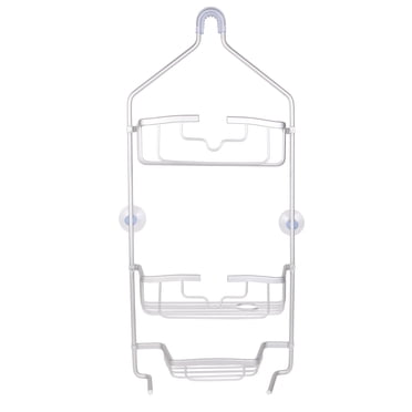 Kenney® Rust-Proof Heavy Duty Aluminum 3-Tier Hanging Shower Caddy with Suction Cups and Two Razor Holders, Matte Grey