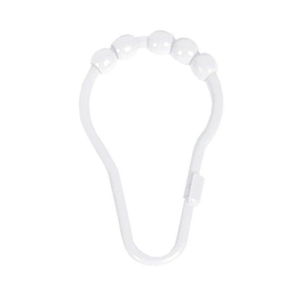 Kenney Rust-Proof Plastic Beaded Roller Ball Shower Curtain Rings, Set of 12, White