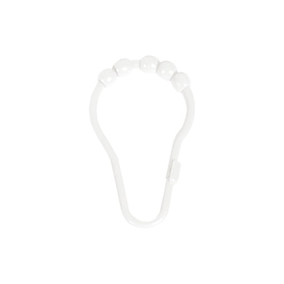 Kenney Rust-Proof Plastic Beaded Roller Ball Shower Curtain Rings, Set of 12, White