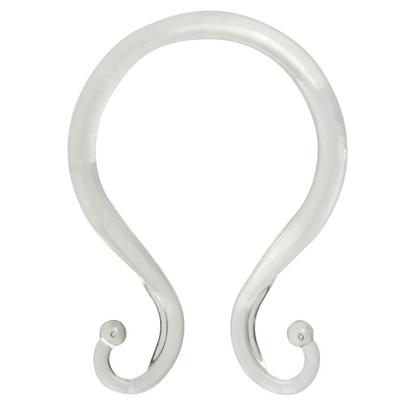Kenney Rust-Proof Plastic Shower Curtain Double Hooks, Set of 12, Clear