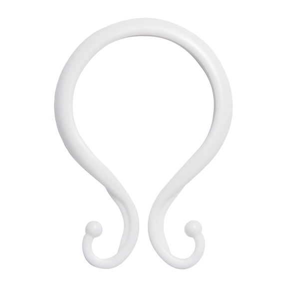 Kenney Rust-Proof Plastic Shower Curtain Double Hooks, Set of 12, White