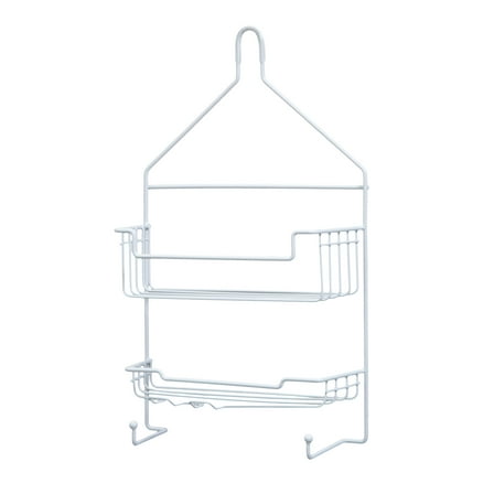 Kenney® Rust-Resistant 2-Tier Hanging Shower Caddy with Suction Cups and Razor Holder, White