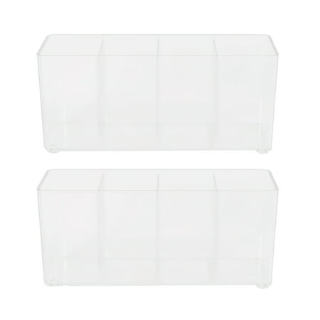 Kenney Storage Made Simple Drawer Organizer Bin, 4 Compartments, 2 Pack, Clear