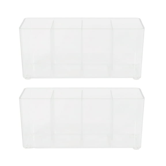 Kenney Storage Made Simple Drawer Organizer Bin, 4 Compartments, 2 Pack, Clear