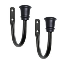 Kenney Trumpet Cap End Decorative Holdback Set for Curtains and Drapes, Black, Set of 2