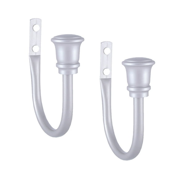 Kenney Trumpet Cap End Decorative Holdback Set for Curtains and Drapes, Satin Nickel, Set of 2