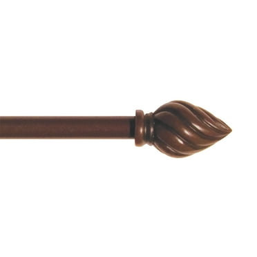 Kenney Twist 28-48" Petite Café Adjustable Curtain Rod, 1/2" Dia., Weathered Brown
