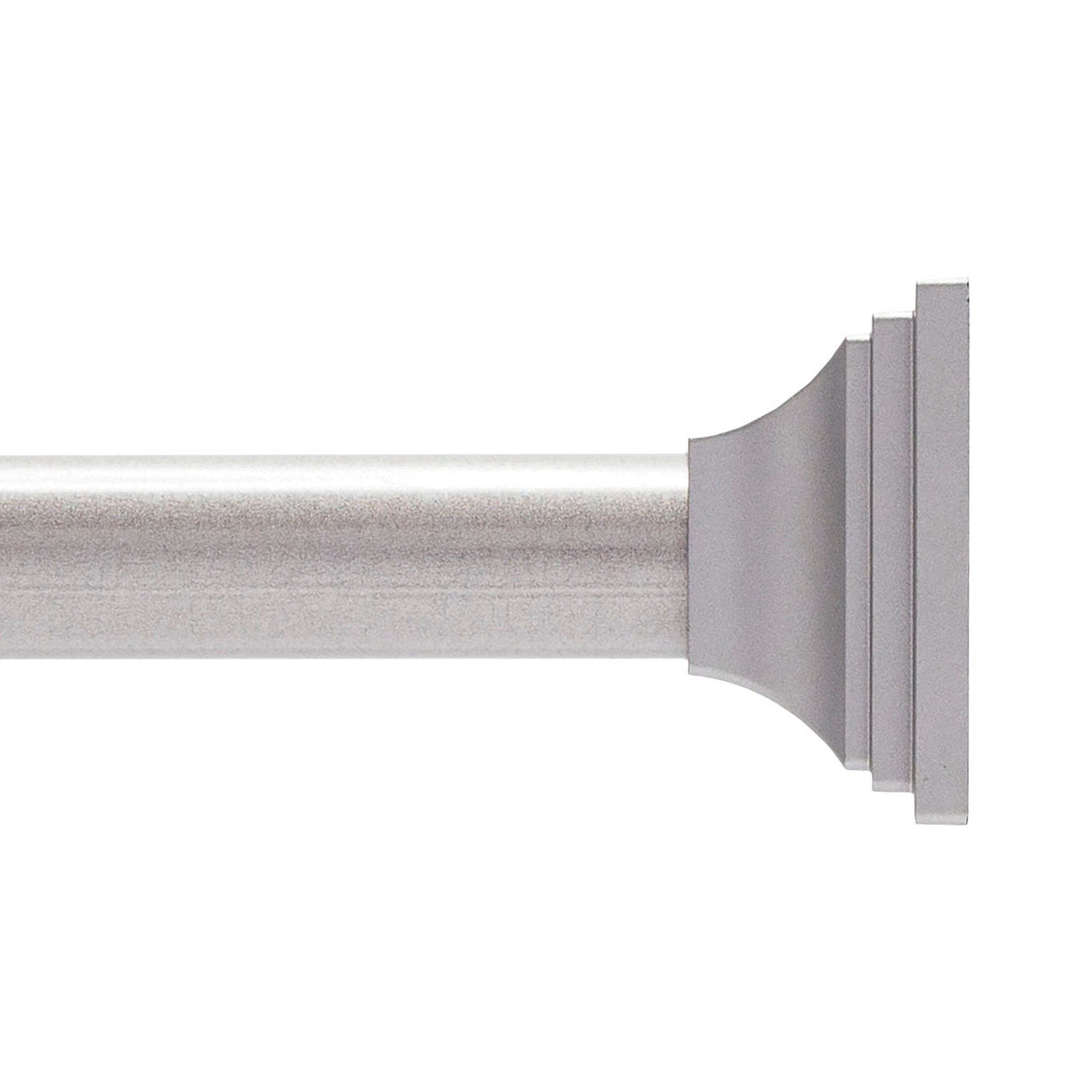 Kenney® Twist & Fit™ No Tools Gerrard Decorative, Rust-Resistant Painted Steel, Shower Curtain Tension Rod, 42-72", Polished Pewter