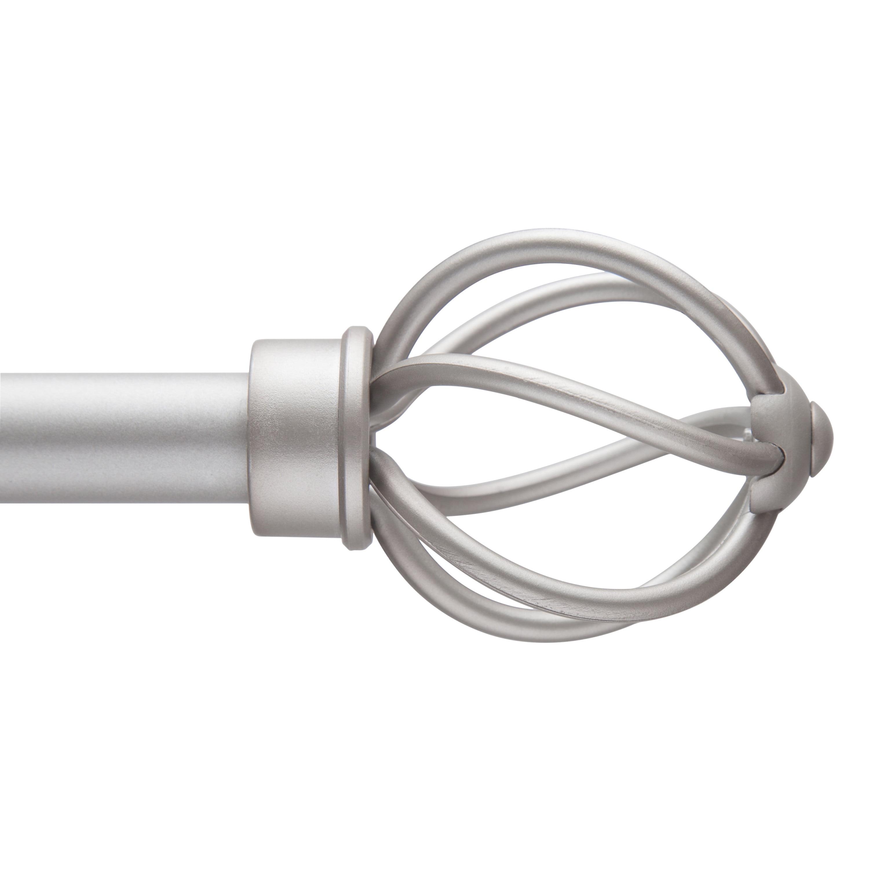 Polished Pewter Adjustable Steel Curtain Rod with Decorative Finials