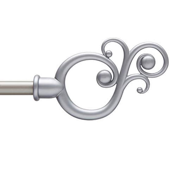 Kenney Valencia 5/8" Standard Decorative Window Curtain Rod Silver 28 to 48 inches Silver Finish