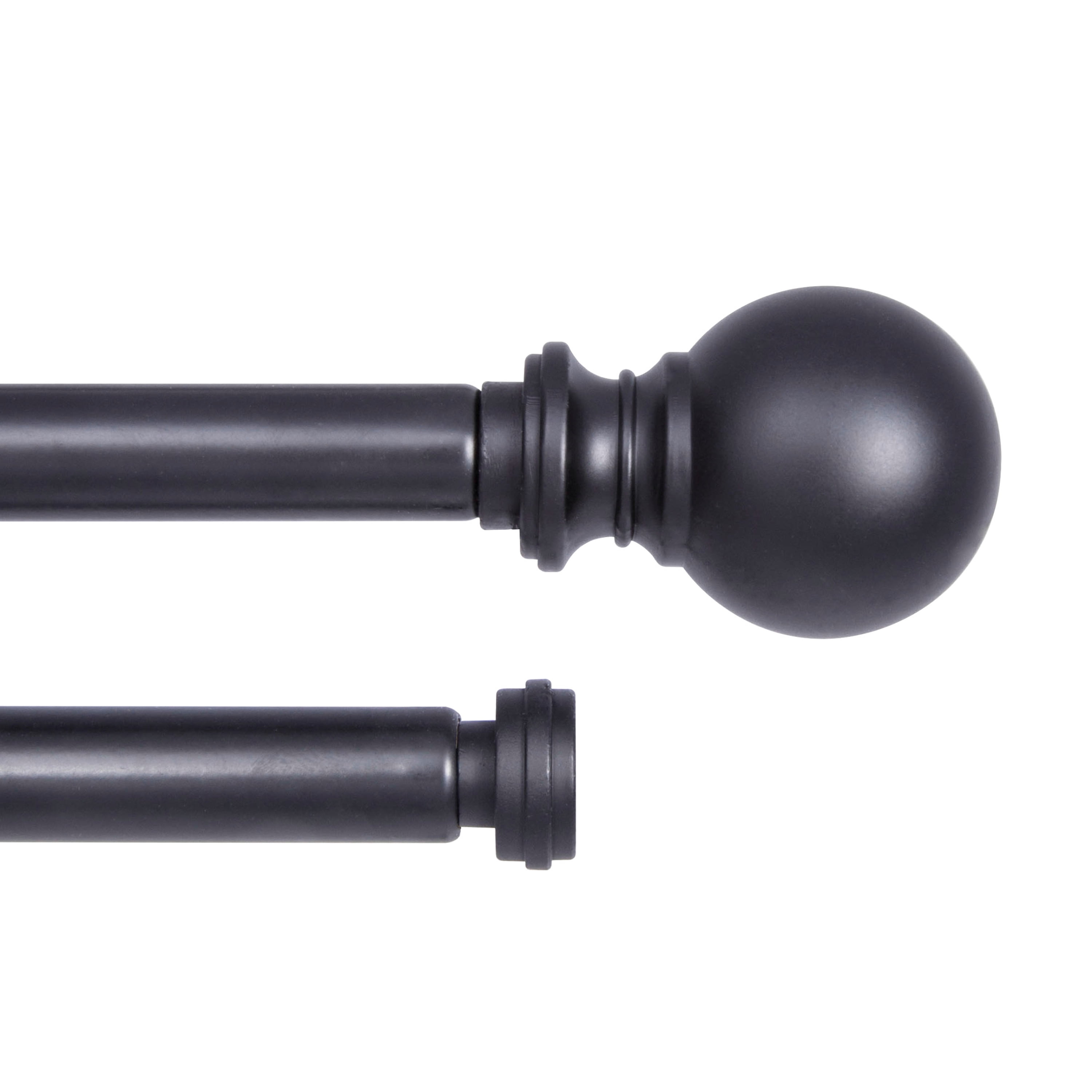 Kenney Wakefield Standard Steel Decorative Window Double Curtain Rod, 36-66" Adjustable Length, 5/8" Dia., Black