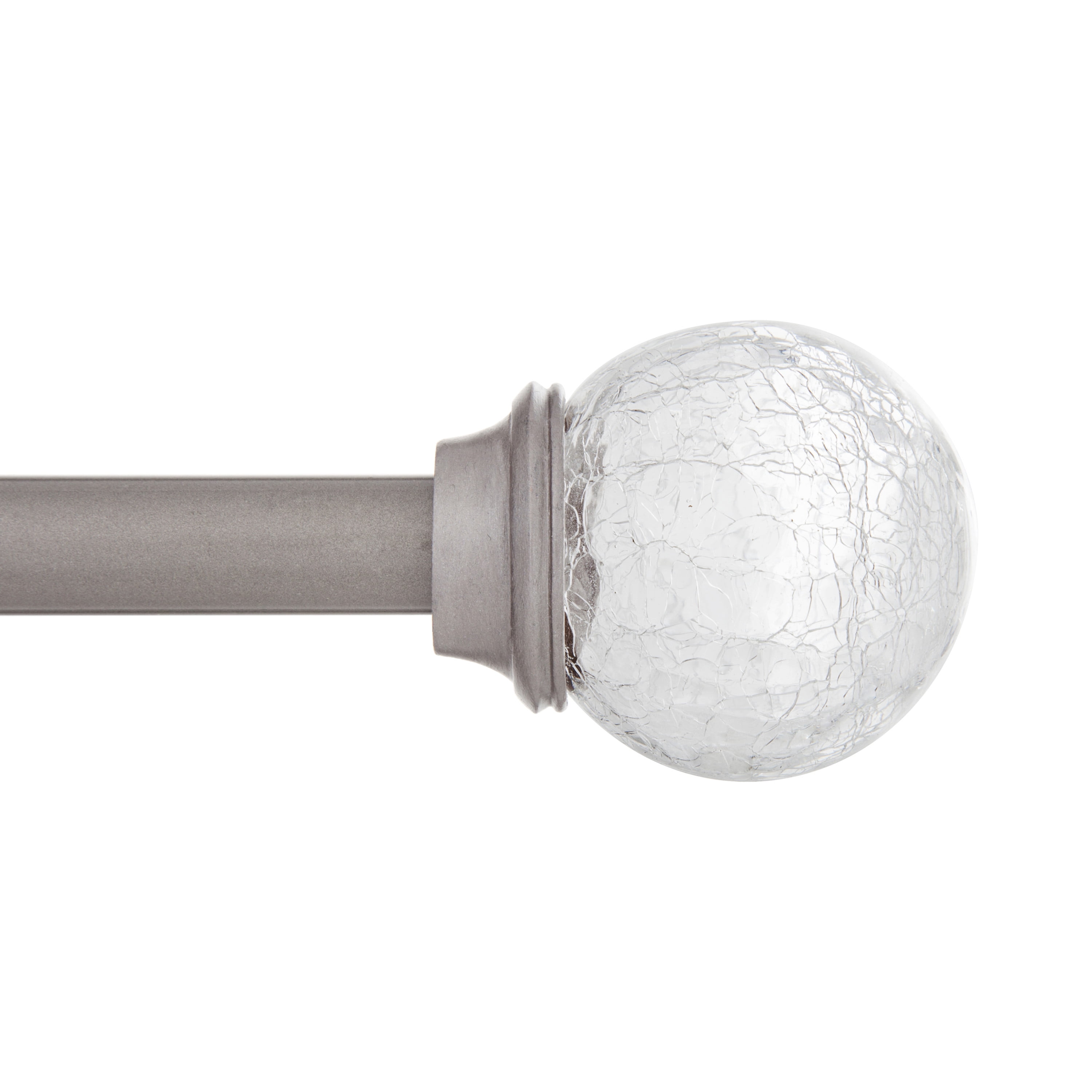 Kenney Pewter Adjustable Curtain Rod with Crackle Glass Finials