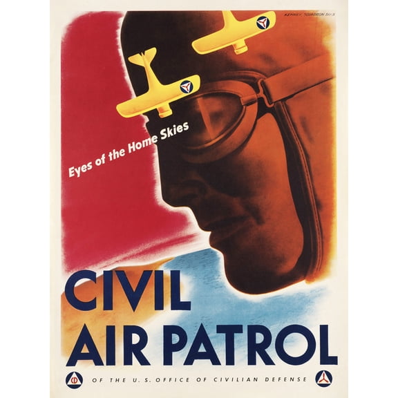 Kenney War WWII USA Eyes Home Skies Pilot Plane Advert Extra Large XL Wall Art Poster Print