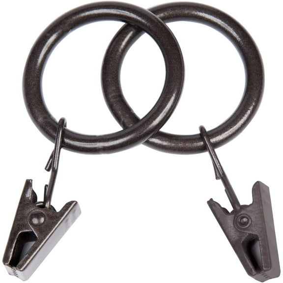 Kenney Window Curtain Clip Rings - Curtain Hook with Clip - Set of 14, Brown