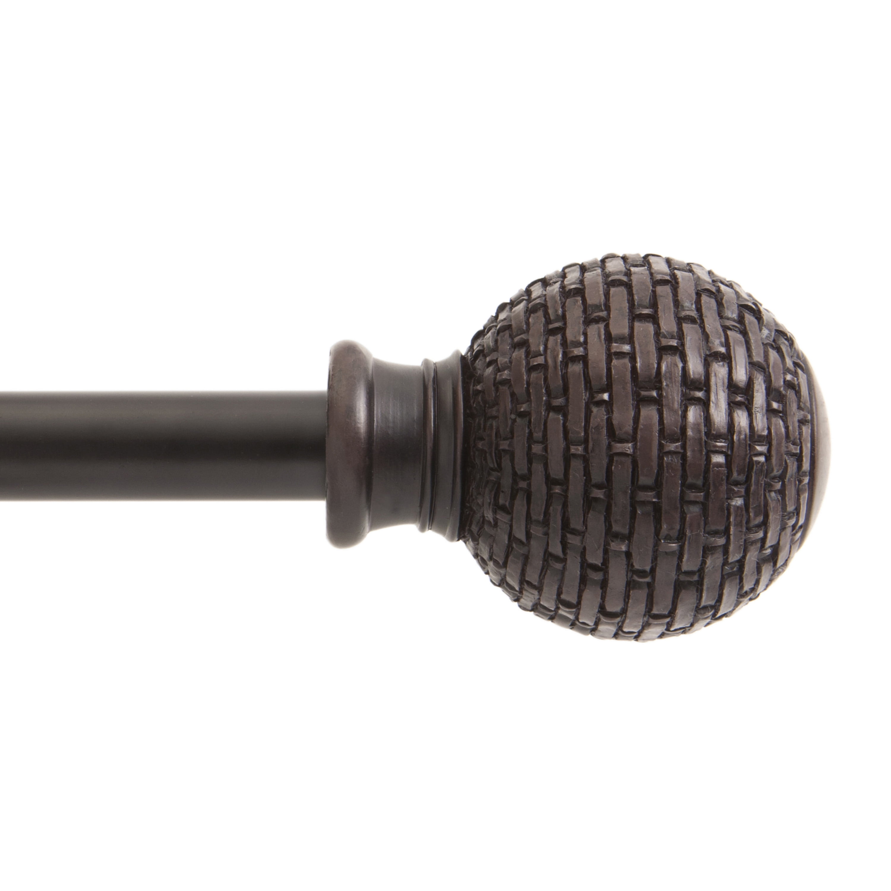 Weathered Brown Woven Ball End Decorative Curtain Rod, 48-86" Adjustable