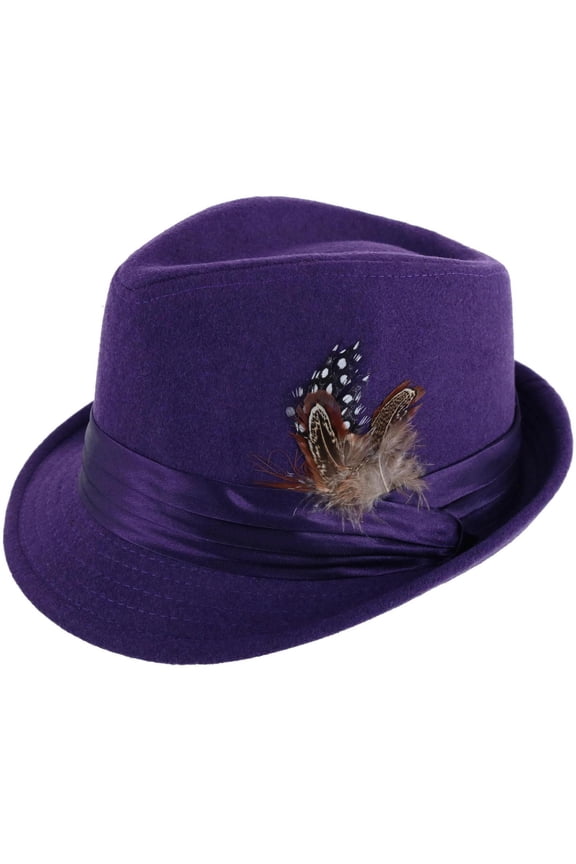 Dressy Faux Felt Fedora with Feather (Men)
