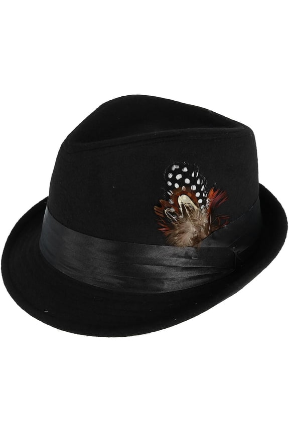 Dressy Faux Felt Fedora with Feather (Men)