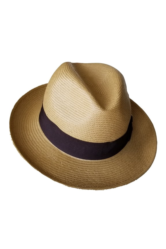 Fedora, Classic Panama Style Hat, 100% 3-bu Toyo, Elegant and Tasteful PAN53 (Tea, X-Large)