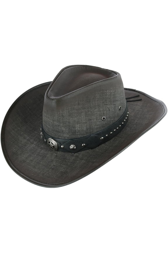 Grey UPF 50+ Western Hat with Vegan Leather Band (Men)