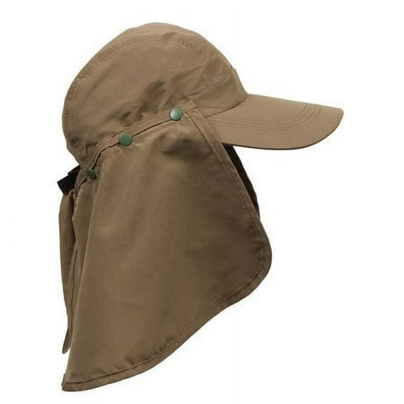 Kenny K Men's Polycotton Baseball Cap with Detachable Neck Shield Landscaper, Painter, Construction, Outdoor Workers, LTC NC38 (Khaki,Large / Extra Large)
