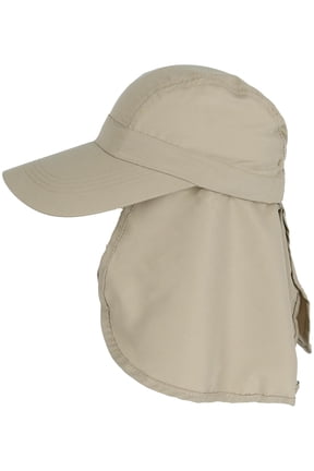 Men's Polycotton Baseball Cap with Detachable Neck Shield Landscaper, Painter, Construction, Outdoor Workers, LTC NC38 (Sand,Small / Medium)