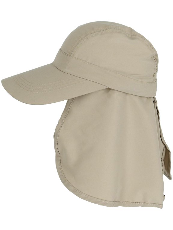 Men's Polycotton Baseball Cap with Detachable Neck Shield Landscaper, Painter, Construction, Outdoor Workers, LTC NC38 (Sand,Small / Medium)