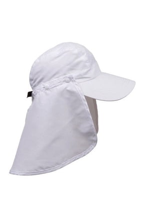 Men's Polycotton Baseball Cap with Detachable Neck Shield Landscaper, Painter, Construction, Outdoor Workers, LTC NC38 (White,Small / Medium)