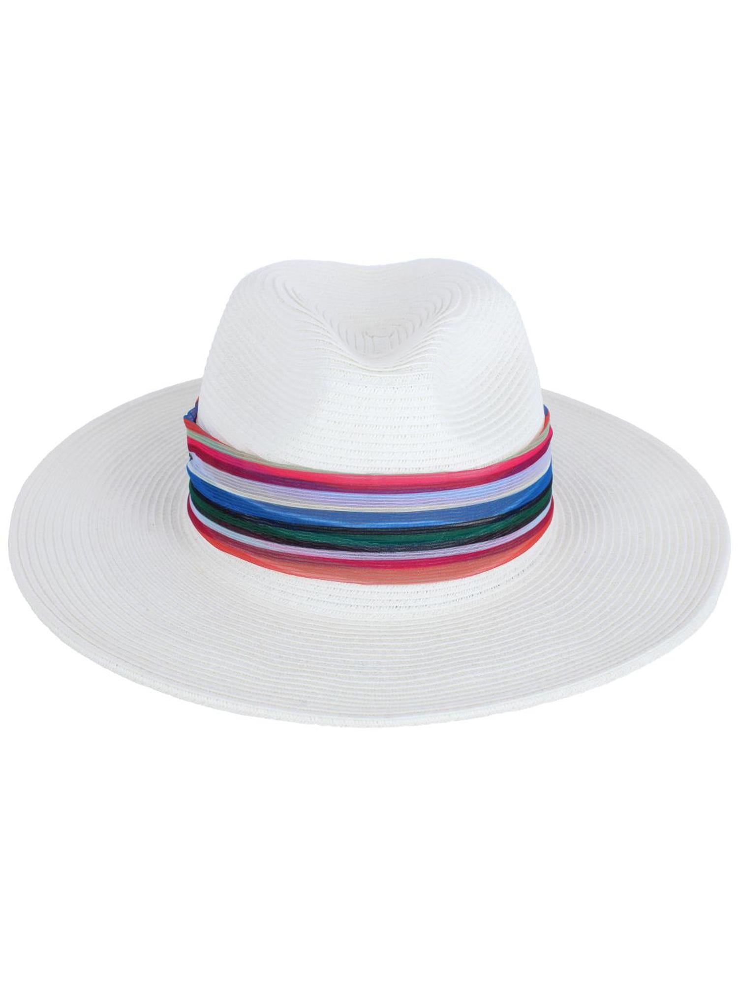 Karen Keith Toyo Braid Straw Sun Hat with Chiffon Hatband (Women ...