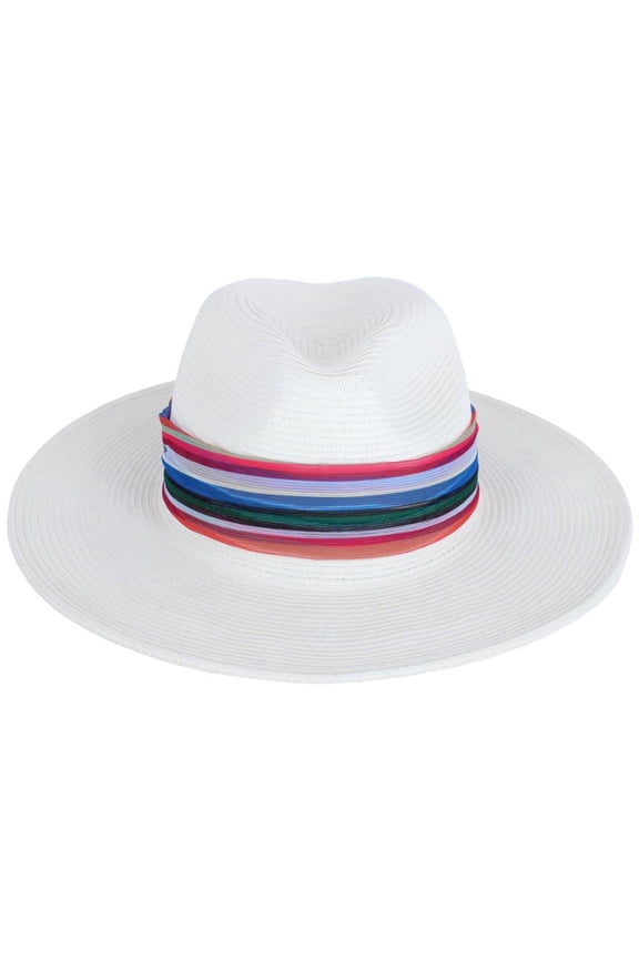 Toyo Braid Straw Sun Hat with Chiffon Hatband (Women)