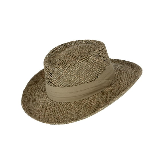 Kenny K Twisted Seagrass Gambler Hat with Pleated Band (Men)