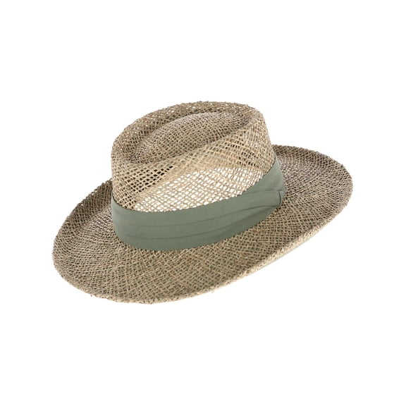 Kenny K  Twisted Seagrass Gambler Hat with Pleated Band (Men)