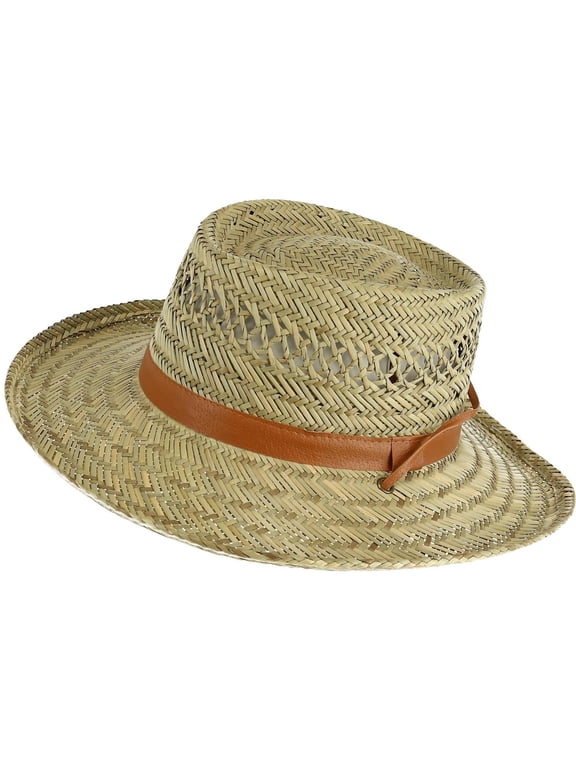 Unisex Rush Straw 3 Inch Brim Gambler Hat