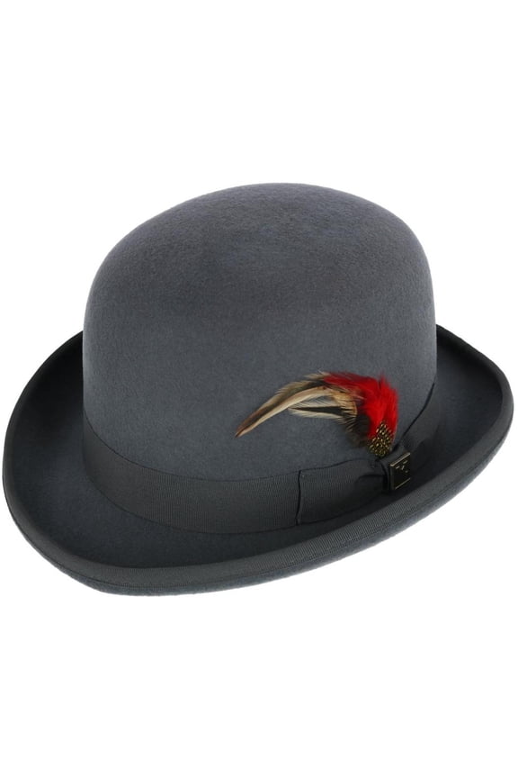 Wool High Derby Hat with Grosgrain Hatband (Men)