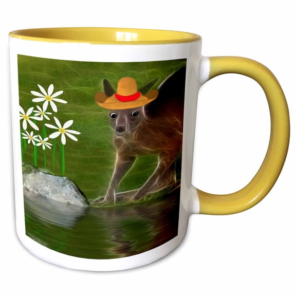 3drose, Kenny Kangaroo B, 11oz Two-tone Yellow Mug