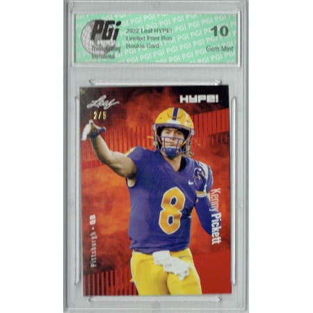 Kenny Pickett Rookie Card Pittsburgh PGI 10 Gem Mint Football Trading Card 2022 Leaf HYPE! #79 Red SP, 5 Made