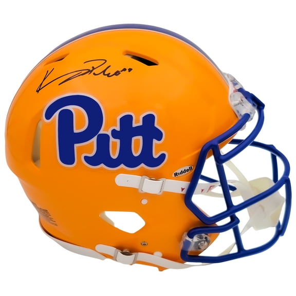 Kenny Pickett Autographed Pittsburgh Panthers Gold Full Size Authentic Speed Helmet Beckett BAS QR 202957