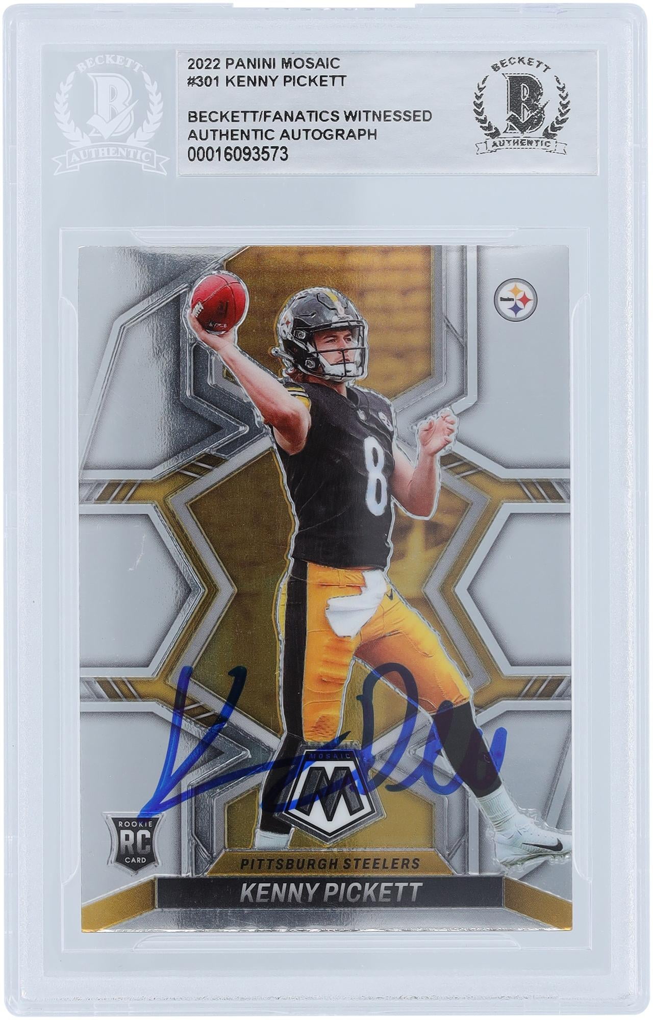 Kenny Pickett Pittsburgh Steelers Autographed 2022 Panini Mosaic 301
