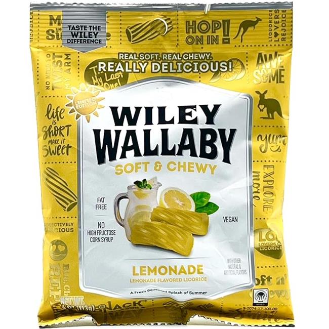 Kennys Candy & Confections 131829 10 oz Lemonade Licorice Wiley Wallaby Pack of 10