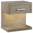 thumbnail image 1 of Keno Nightstand, 27 Inch Brown Acacia Wood, Storage Drawer, LED Light, 1 of 6
